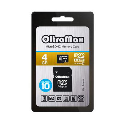 Карта памяти Micro SDHC 4Gb Class 10 c адаптером SD