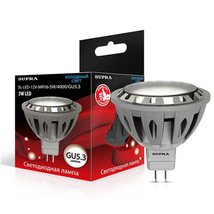����� ������������ GU5.3 5(35)W ����. ?50�� h52�� 4000K-���. 350�� (SL-LED-12V-MR16-5W/4000/GU5.3)