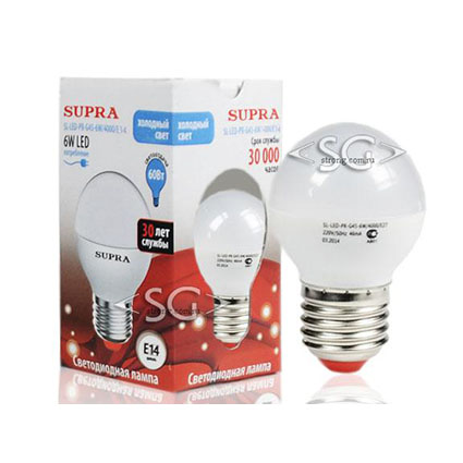 ����� ������������ E14 6(60)W ��� ���� ?45�� h78�� 4000K-���. 500�� (SL-LED-PR-G45-6W/4000/E14)