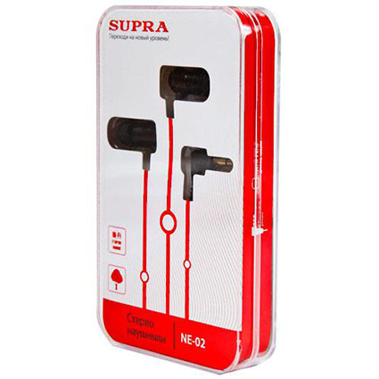 Наушники SUPRA NE-02 вкладыши, нат. чёр. дерево,20-20KHz,98±3дБ,16 Ом,?10мм,шнур ткань1,2м,3.5мм L