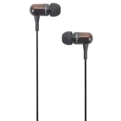 Наушники SUPRA NE-02 вкладыши, нат. чёр. дерево,20-20KHz,98±3дБ,16 Ом,?10мм,шнур ткань1,2м,3.5мм L