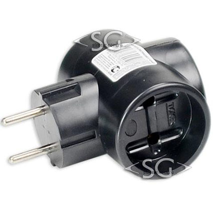 Тройник сетевой Toker 3T max 6A чёрный