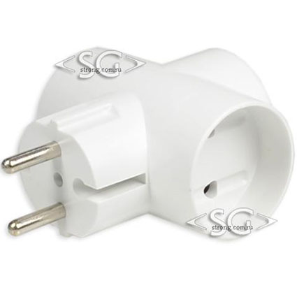 Тройник сетевой Toker 3T16 max 16A, 3,5кВт белый, ABS пластик, инд. упаковка