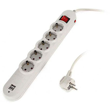 ������� ������ SUPRA SF-5-ESC-USB-5� ����� � ����. 5 ���. � �����. 10�/2200�� (���)+2USB 1000��/5V