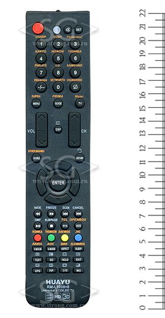 Пульт дистанционнного управленияуниверсальный для TV(мульти бренд) RM-L1098+8(корпус типа ROLSEN ER-31607R).блистер