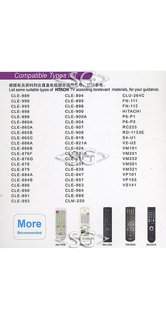����� �������������� ���������� ��� HITACHI universal RM-D875 (������ ����  CLE-999 (993.994)) �������