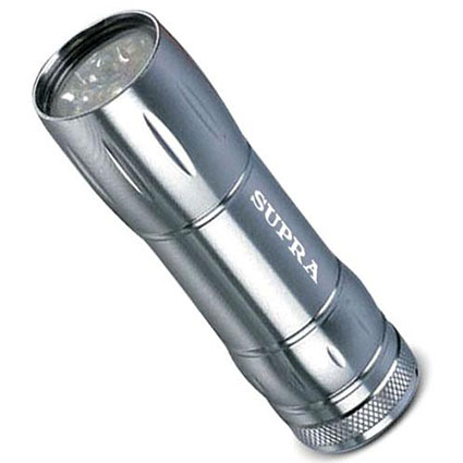 Фонарь алюм. 9 LED (40ч.работы/ударопрочный/влагоустойчивый/3*AAА)SFL-AL-9L серебр. (блистер)