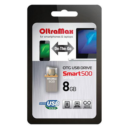 USB 2.0-microUSB 2.0 (OTG USB DRIVE)����-����������  8Gb ����� Smart500mini(������ Al 28*14.8*5.1��)