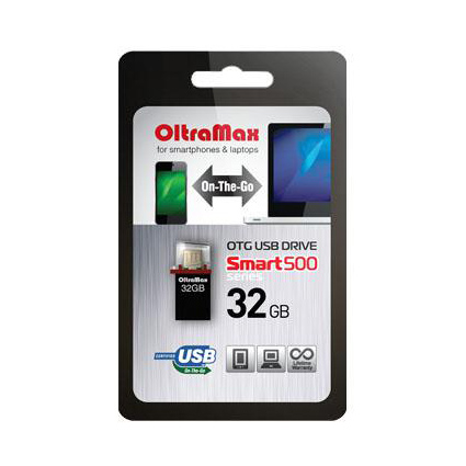 USB 2.0-microUSB 2.0 (OTG USB DRIVE)флэш-накопитель 32Gb серия Smart500mini(корпус Al 28*14.8*5.1мм)
