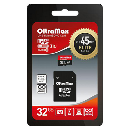 Карта памяти Micro SDHC 32Gb Class 10 UHS-1 45 MB/s c адаптером SD ELITE SERIES