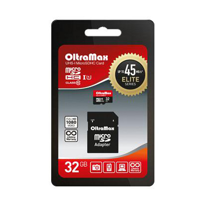 Карта памяти Micro SDHC 32Gb Class 10 UHS-1 45 MB/s c адаптером SD ELITE SERIES