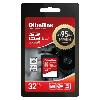 Карта памяти Micro SDHC 32Gb Class 10 UHS-1 95 MB/s c адаптером SD PREMIUM SERIES (U3)