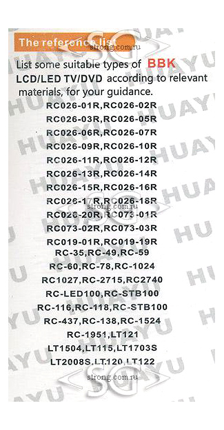 ����� �������������� ���������� ��� BBK universal RM-D1177+(������ ���� LEM100)������������ 28-� �����(�������)� �����TV/DVD/AUX