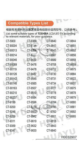 Пульт дистанционного управления для TOSHIBA universal RM-L1106 (корпус типа CT-8026 3D) блистер