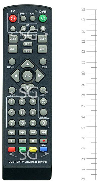 Пульт дистанционного управления универсальный для DVB-T2 ресиверов+TV ver.2019(инст. на русс.яз. с цв.фото)блистер
