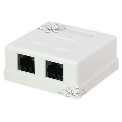 Розетка компьютерная RJ-45 (8p8c) категория 5е, 2 гнезда (+скотч, саморезы)