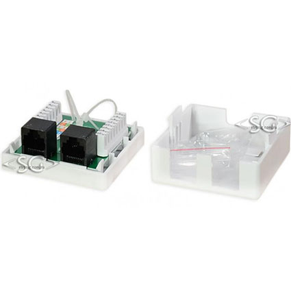 Розетка компьютерная RJ-45 (8p8c) категория 5е, 2 гнезда (+скотч, саморезы)