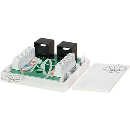 Розетка компьютерная RJ-45 (8p8c) категория 5е, 2 гнезда (+скотч, саморезы)