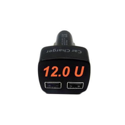 Адаптер питания авто. Штекер прикуривателя - 2*USB 5,1V3,1А с индикацией напряжения, тока заряда и температуры