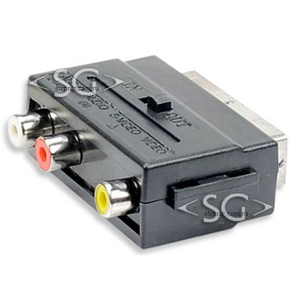 Переходник SCART-3 гнезда RCA (вход-выход)