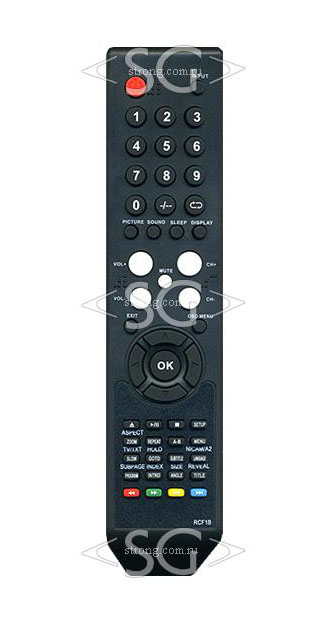 Пульт дистанционного управления для SUPRA RCF1B чёрный (=RCF1Wбелый) tv+dvd / HYUNDAI TV-DVD2 tv H-LEDVD22V2 и др. / FUSION