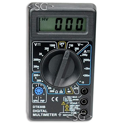 Мультиметр (тестер) цифровой DT830B, 750V/10A, 3.5 разрядный ж/к дисплей