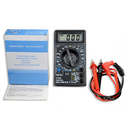 Мультиметр (тестер) цифровой DT832, 750V/10A, 3.5 разрядный ж/к дисплей