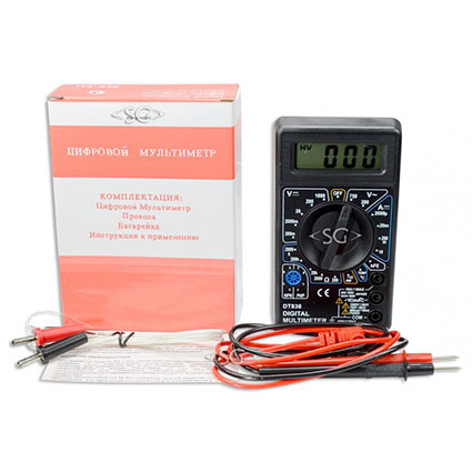Мультиметр (тестер) цифровой DT838, 750V/10A, 3.5 разрядный ж/к дисплей, с термопарой