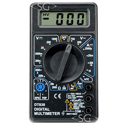 Мультиметр (тестер) цифровой DT838, 750V/10A, 3.5 разрядный ж/к дисплей, с термопарой