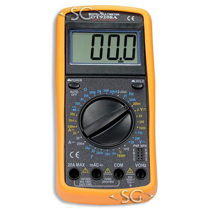 Мультиметр (тестер) цифровой DT9208A, 750V/20A, 3.5 разрядный ж/к дисплей