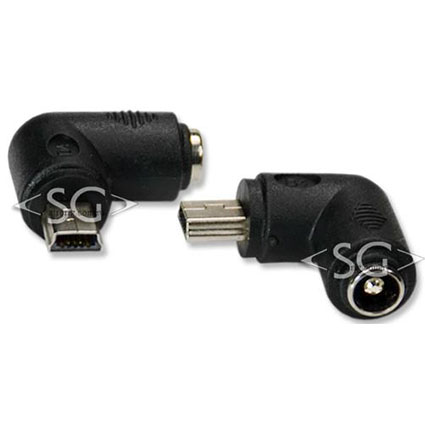 Переходник гнездо 5,5/2,5 мм на штекер USB mini угловой