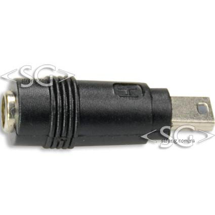 Переходник гнездо 5,5/2,1 мм на штекер USB mini прямой