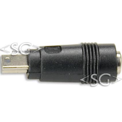 Переходник гнездо 5,5/2,1 мм на штекер USB mini прямой