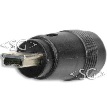 Переходник гнездо 5,5/2,1 мм на штекер USB mini прямой