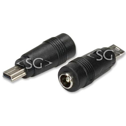 Переходник гнездо 5,5/2,5 мм на штекер USB mini прямой