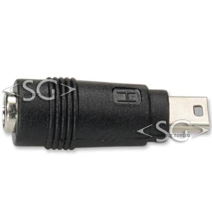 Переходник гнездо 5,5/2,5 мм на штекер USB mini прямой