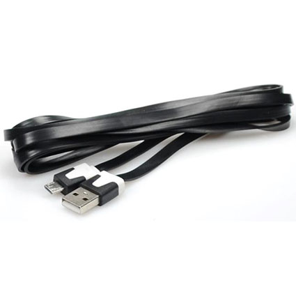 Шнур 2.0 USB A MALE- micro USB 5P 2,4м шнур плоский/чёрный