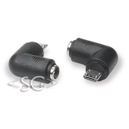 Переходник гнездо 5,5/2,1 мм на штекер USB micro угловой
