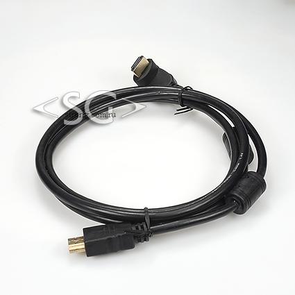Шнур штекер HDMI - штекер HDMI 2 фильтра, 1 штекер изогнут на 90 град. (угловой) golden pin 1,5 м.